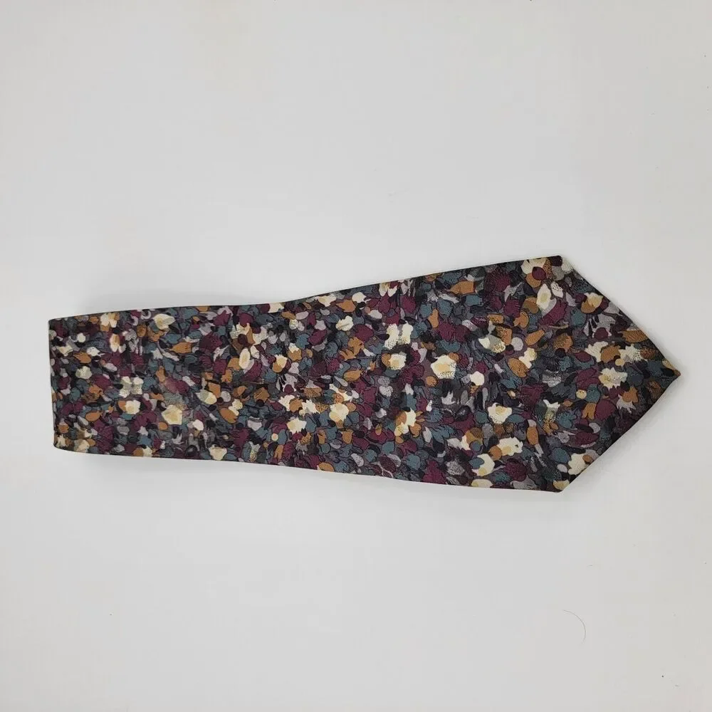 Mens Necktie Burgundy Muilti Colored Towncraft, size 55.5 x 3.5 inch Vintage